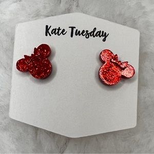 5/$25 Misc Bundle Deal - Acrylic Glitter Mouse earrings - Red